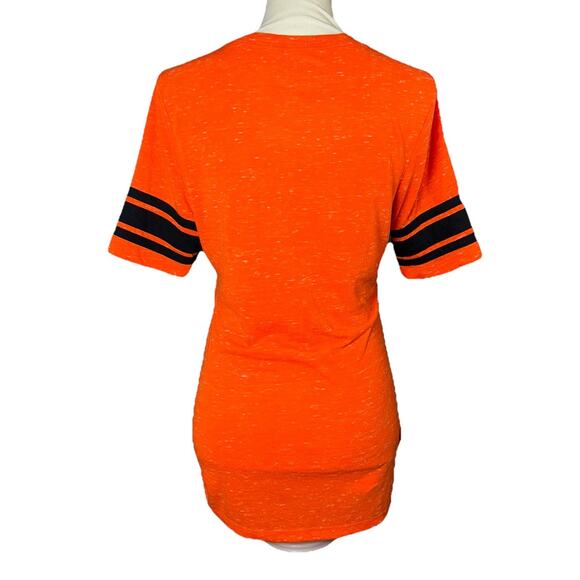 Oregon State University Beavers Women LG Orange Black Ringer Applique V-Neck OSU - Picture 3 of 4